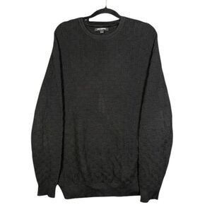 Karl Lagerfeld Black Basketweave Sweater Crewneck‎ Soft Pullover Size Large